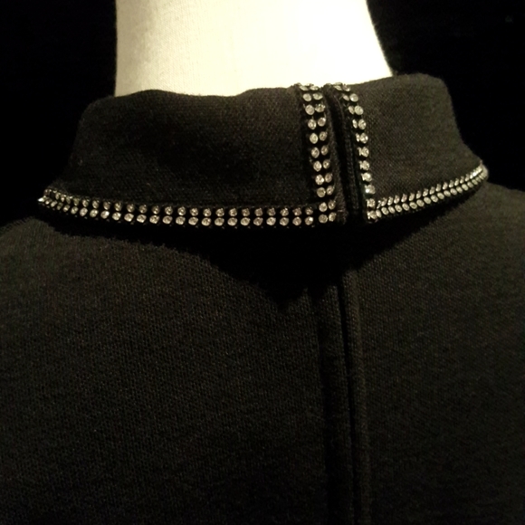RARE Vintage Professionally Tailored Elegant Rhinestone Neckline Black Tie Top S - Picture 14 of 16